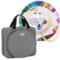 Kit de bordado LodRid Embroidery Project Bag com kit inicial cinza