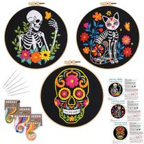 Kit de bordado Louise Maelys 20 cm Halloween Skull Cat DIY