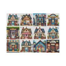 Kit De Bordado Mini Cross Stitch Evershine 12 Peças Amigável Para Iniciantes, Paisagem De Casa, Sem