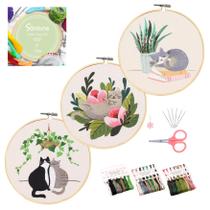 Kit de bordado Santune Elegant Cat com padrões solúveis em água