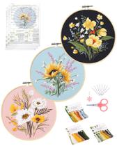 Kit de bordado Santune Flower para iniciantes com argola e fios Kit de bordado Santune Flower para iniciantes com argola e fios