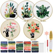 Kit de bordado TINDTOP Black Cat and Flower para adultos iniciantes