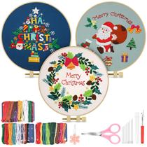 Kit de bordado TINDTOP Christmas para adultos com tecido bordado Kit de bordado TINDTOP Christmas para adultos com tecido bordado