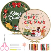 Kit de bordado TINDTOP, conjunto de artesanato de Natal com argola de 20 cm Kit de bordado TINDTOP, conjunto de artesanato de Natal com argola de 20 cm