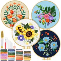 Kit de bordado TINDTOP Floral para adultos com aro de bordado Kit de bordado TINDTOP Floral para adultos com aro de bordado