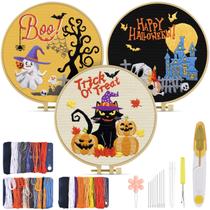 Kit de bordado TINDTOP Halloween para adultos com argola e fios Kit de bordado TINDTOP Halloween para adultos com argola e fios