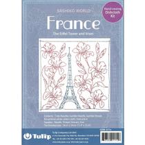 Kit de Bordado Tulip Sashiko - França A Torre Eiffel e Íris