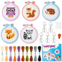 Kit de bordado WATINC Stamped Cross Stitch DIY Chaveiro Kids