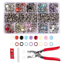 Kit de Botões de Pressão Siziviki 200 peças 9,5 mm, 10 Cores com Alicate Kit de Botões de Pressão Siziviki 200 peças 9,5 mm, 10 Cores com Alicate