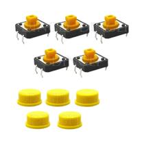 Kit De Botões Micro Switch Momentâneo Táctil Amarelo Verde Vermelho 20PCS 12x12x7.3MM