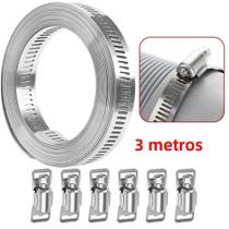 Kit De Braçadeiras De Mangueira Ajustáveis Em Aço Inoxidável Com 6 Fixadores E Clipes De Encanamento
