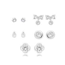 Kit de brinco Feminino Semaninha Flores, laços e pontos em zircônias