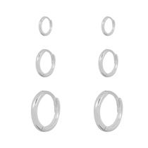 Kit De Brinco Trio Com 3 Argolas Banhada Prata 925