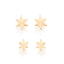 Kit de brincos banhado a ouro 18k estrela/526219 Kit de brincos banhado a ouro 18k estrela/526219