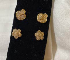 Kit de brincos banhado a ouro 18k