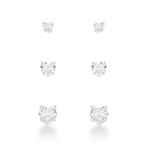 Kit De Brincos Coração Prata Diamante Pedra de Zircônia