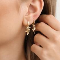 Kit de brincos de argola pequena religiosas Banhado a ouro 18K