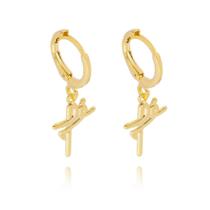 Kit de brincos de argola pequena religiosas folheado ouro