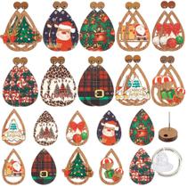 Kit de brincos de madeira SUNNYCLUE DIY 10 pares de pingentes de Natal