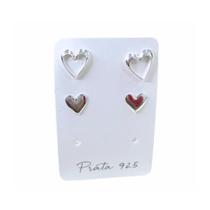 Kit de Brincos de Prata Legítima 925 Corações