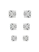 Kit De Brincos de Prata Quadrado Diamante Pedra de Zircônia Kit De Brincos de Prata Quadrado Diamante Pedra de Zircônia