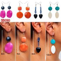 Kit de brincos feminino com 4 pares diversos tamanhos e cores Kit de brincos feminino com 4 pares diversos tamanhos e cores
