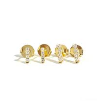 Kit de Brincos Palito Pequenos com Zircônias - Semijoia Banhada a Ouro 18k