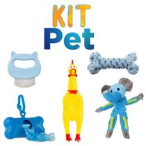 Kit de Brinquedo Para Cachorro Cão + Rasqueadeira + Saquinho