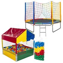 Kit De Brinquedos Com Pula Pula 2,44m Piscina De Bolinhas 1,00m Com 500 Bolinhas Coloridas