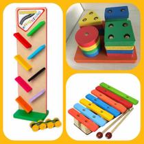 Kit de brinquedos de madeira primeira infância
