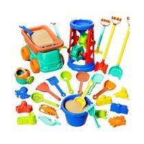 Kit De Brinquedos De Praia Para Crianças 31 Peças Moldes De Dinossauro De Areia Balde Pá Rake Caixa