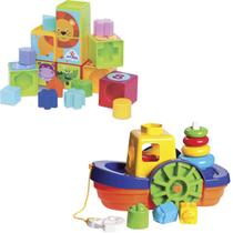 Kit de Brinquedos Educativos Barco + Cubinhos 5 em 1 - Mercotoys