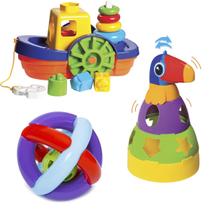 Kit de Brinquedos Educativos Barco + Tucano + Bola - Mercotoys