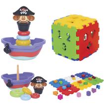 Kit de Brinquedos Educativos de Montar e Encaixar para Bebês - Mercotoys