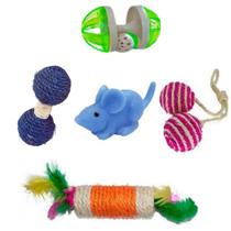 Kit De Brinquedos Interativos Para Gato - 5 Itens Kit De Brinquedos Interativos Para Gato - 5 Itens