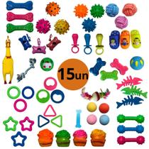 KIT DE BRINQUEDOS MORDEDORES P/ CÃES E GATOS SORTIDOS CORES COM SOM (5 a 20)