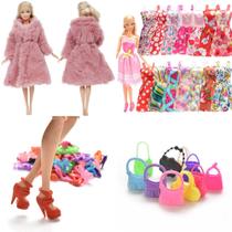 Kit de Brinquedos Roupas e Acessórios para Bonecas Vestidos Casaco de Pelúcia Sapatos e Bolsas Kit de Brinquedos Roupas e Acessórios para Bonecas Vestidos Casaco de Pelúcia Sapatos e Bolsas
