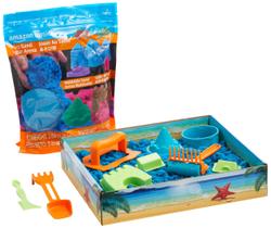 Kit de brinquedos sensoriais de areia Amazon Basics com moldes Castle 1,36 kg azul