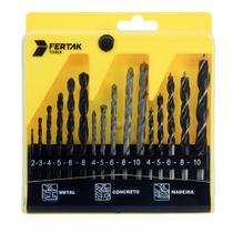 Kit de Brocas 16 Unidades Projetada Metal Concreto Madeira Fertak