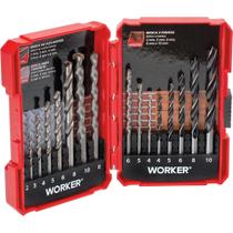 Kit De Brocas Combinadas Para Madeira E Concreto 16 Peças Worker Kit De Brocas Combinadas Para Madeira E Concreto 16 Peças Worker