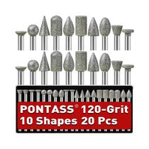 Kit De Brocas De Diamante Para Retificação 120grit, 20 Peças, Haste De 1/8 Polegada, Para Escultura