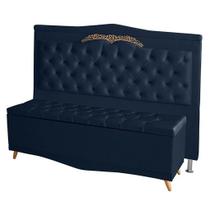 Kit De Cabeceira De Cama Box e Calçadeira Baú Barcelona King 195 cm Retro Capitonê Suede Azul Marinho Do Lar Móveis Kit De Cabeceira De Cama Box e Calçadeira Baú Barcelona King 195 cm Retro Capitonê Suede Azul Marinho Do Lar Móveis