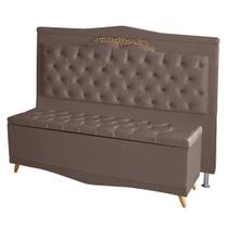 Kit De Cabeceira De Cama Box e Calçadeira Baú Helena Casal 140 cm Retro Capitonê Suede Rosê Eli Móveis