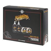 Kit de cabelo Suavecito masculino com pomada, creme para cabelo e spray de higiene