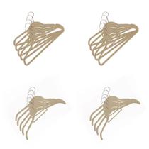 Kit de Cabides de Veludo Bege Marfim Vizapi: 10 para camisas e 10 com barra para calça