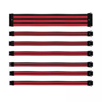 Kit de cabo de extensao sleeved psu 30 cm com capa de pvc cooler master - vermelho e preto - cma-nest16rdbk1-gl