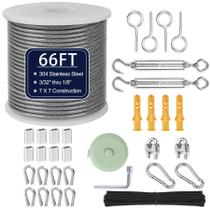 Kit de cabos de aço inoxidável phepetroll 1/8 66 pés com esticadores M5