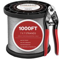 Kit de cabos ZONEGRACE 1000FT em aço inoxidável T316 de 1/8 de polegada
