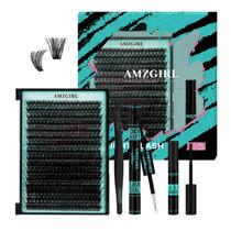 Kit de cachos de cílios AMZGIRL LASH 320 unidades 80D DIY com adesivo e removedor Kit de cachos de cílios AMZGIRL LASH 320 unidades 80D DIY com adesivo e removedor