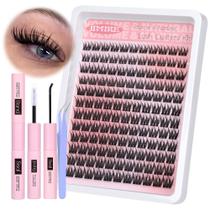 Kit de cachos de cílios naturais Kit de extensões de cílios Wispy Cluster com colagem e selo de cílios individuais de 9 a 12 mm de volume, 132 unidades, kit de extensão de cílios macios CC Curl para iniciantes da JIMIRE